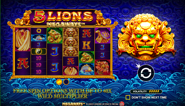 5 Lions Megaways Slot Main Screen