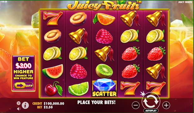 Juicy Fruits Slot Gameplay Screen