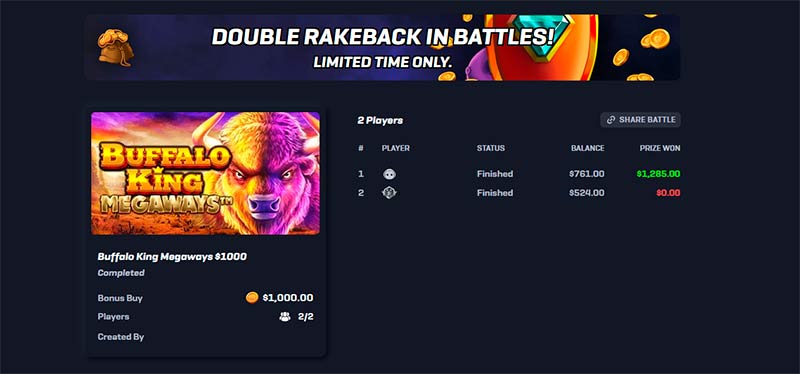 Rollbit Bonus Buy Battles Winning Screen